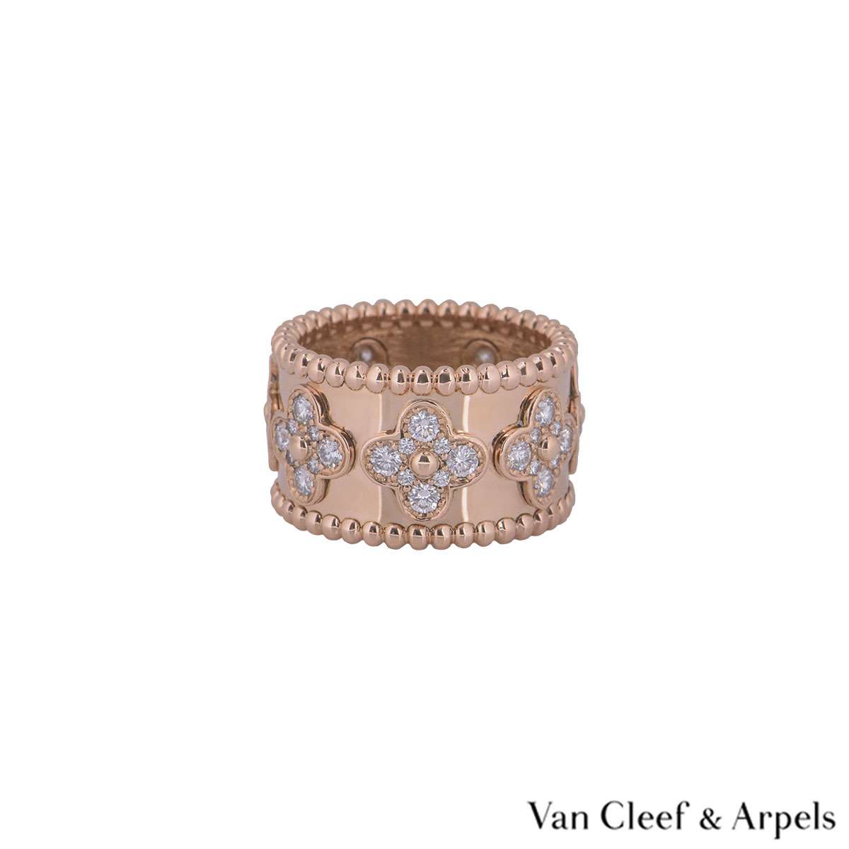 VAN CLEEF & ARPELS Perlée Clovers Ring 18K RG Diamonds 55